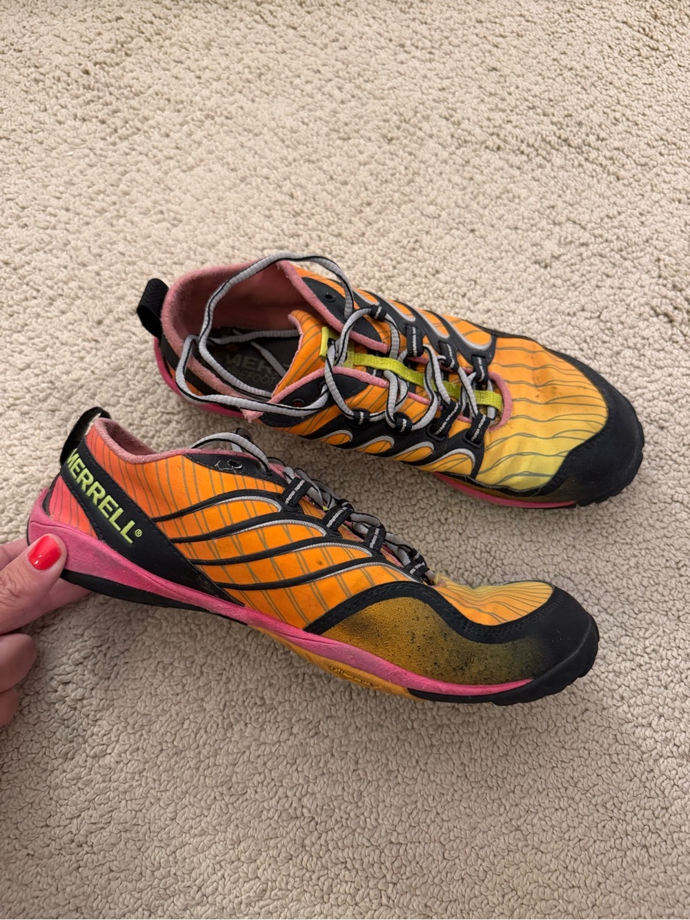 Merrell Women’s Orange and Pink Gradient Trail Sneakers